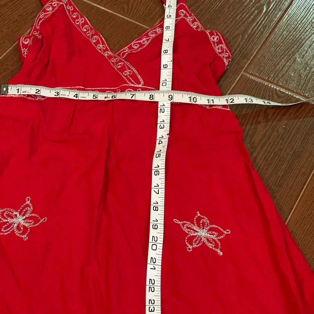 Unbranded red white embroidered slip dress elastic size small handmade Indonesia - Picture 8 of 14